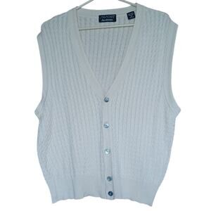 VTG Signore Jacobson's Cream Color Sweater Vest Women's XL 100% Cotton, Office